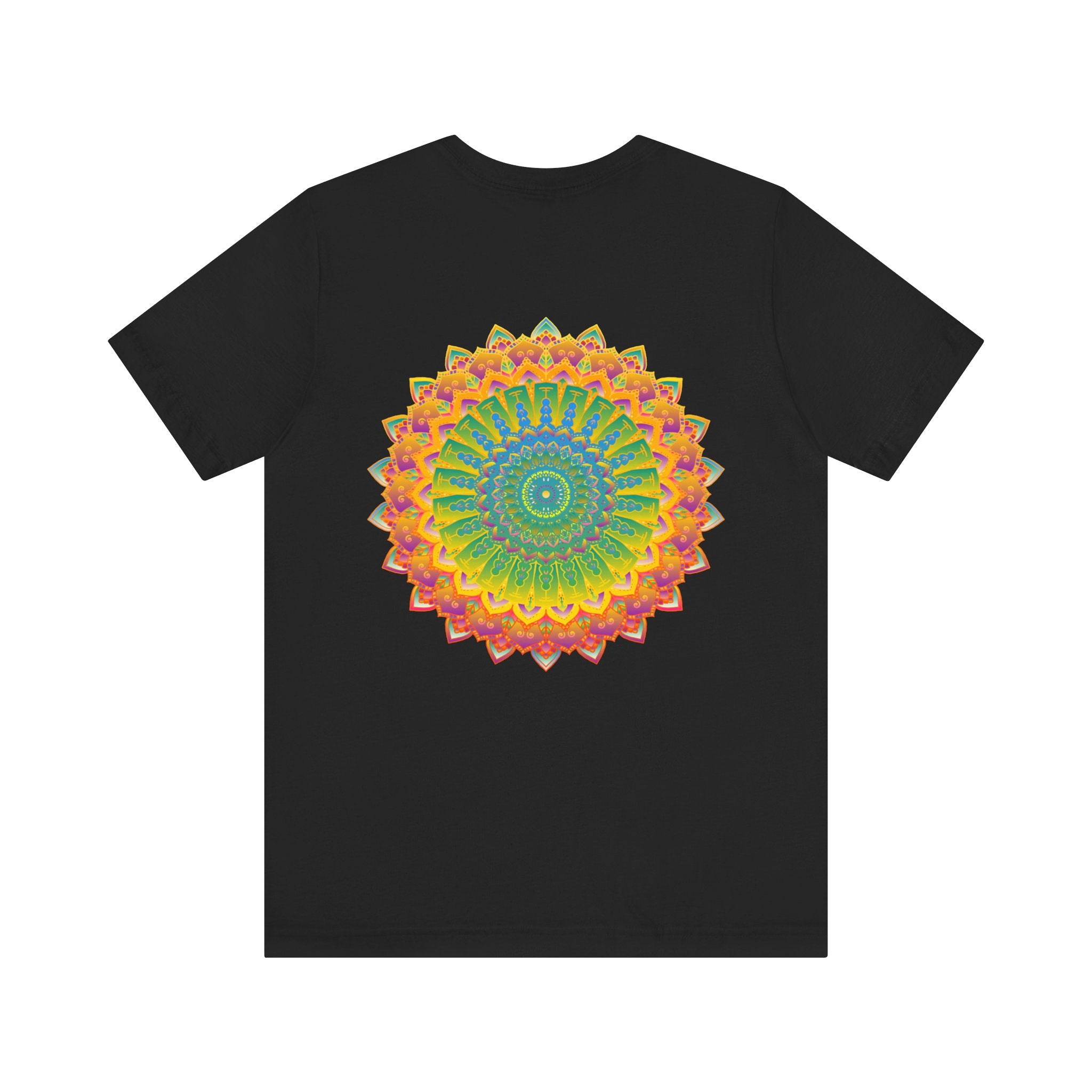 Vibrant Mandala Tee featuring intricate spiritual design promoting peace and harmony