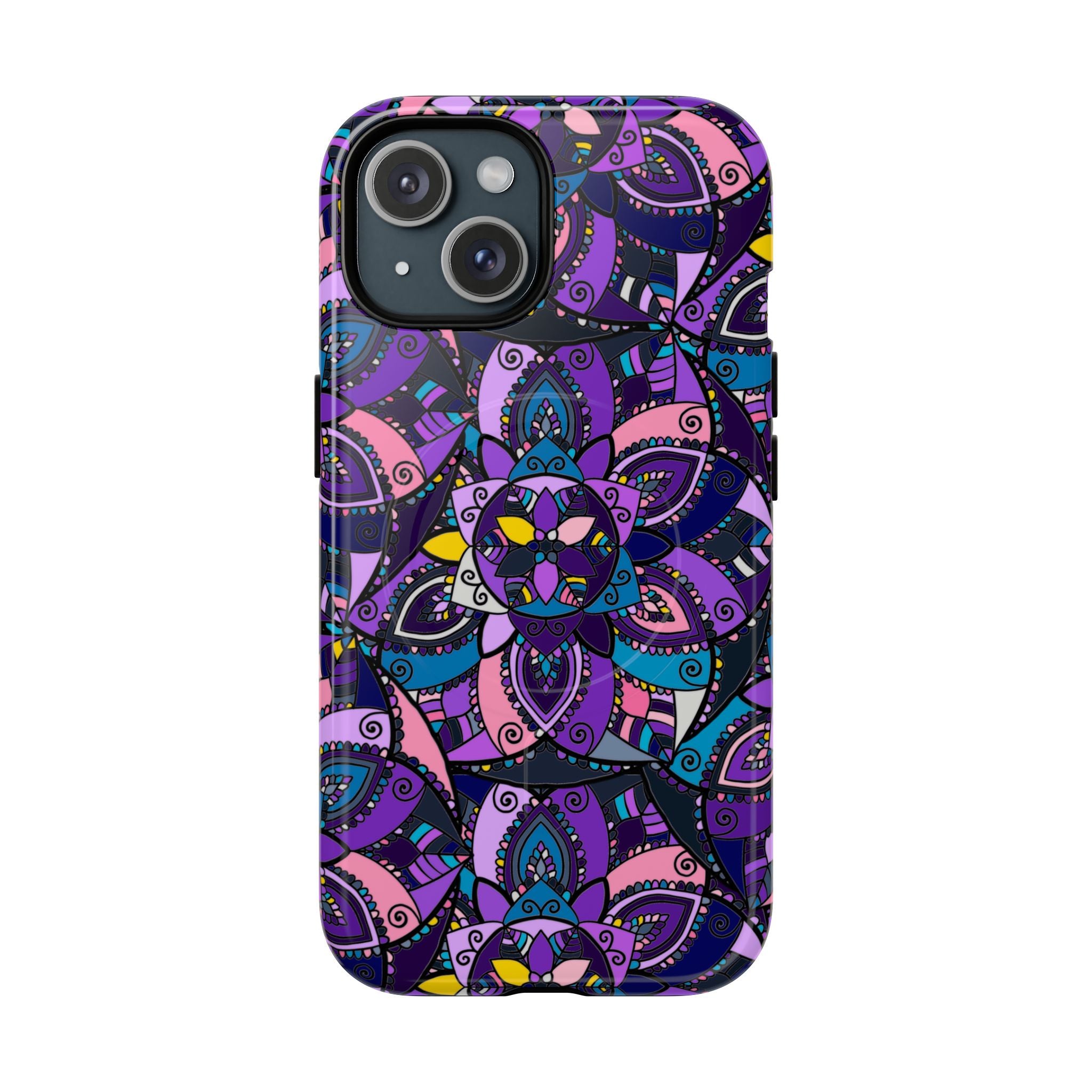 Magnetic Phone Case — Purple Mandala Floral Tough Case
