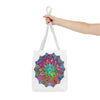 Vibrant and intricate mandala design tote bag with colorful pattern