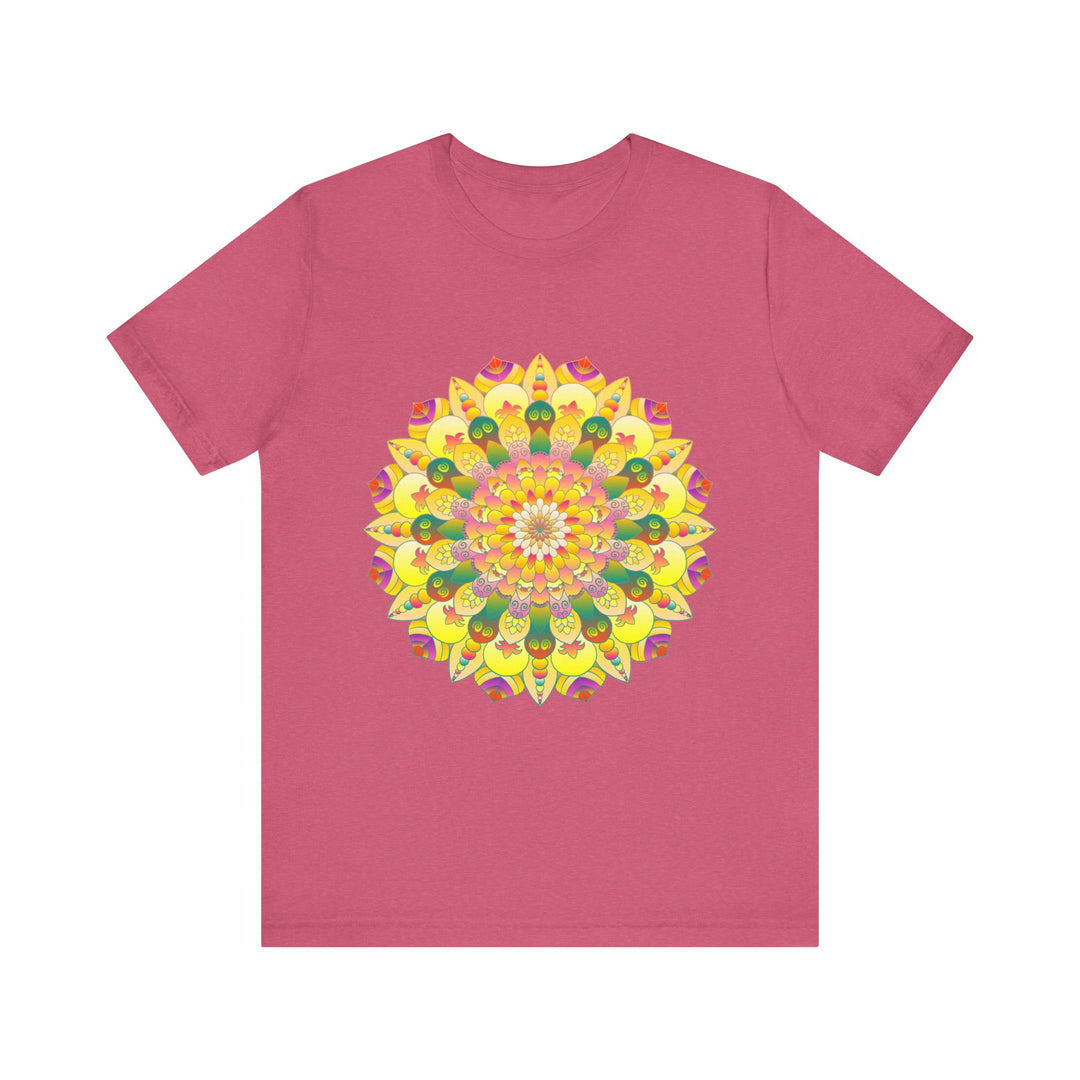 Colorful and intricate mandala design on a tee promoting spiritual peace and harmony