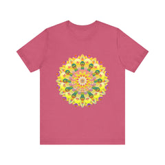 Colorful and intricate mandala design on a tee promoting spiritual peace and harmony