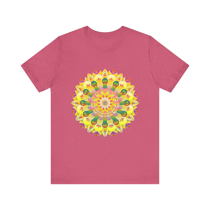 Colorful and intricate mandala design on a tee promoting spiritual peace and harmony