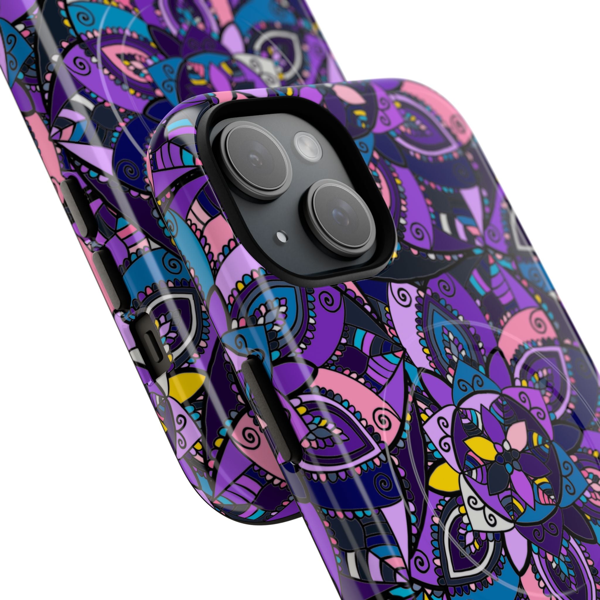 Magnetic Phone Case — Purple Mandala Floral Tough Case