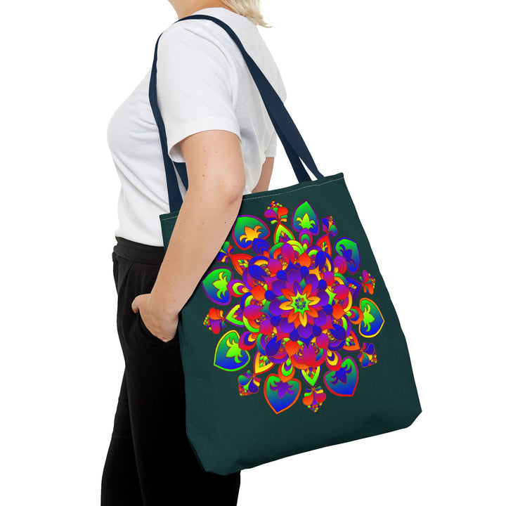 Beautiful Mandala Mystical Nature Tote Bag with intricate design and vibrant colors, perfect for carrying your essentials with a touch of elegance