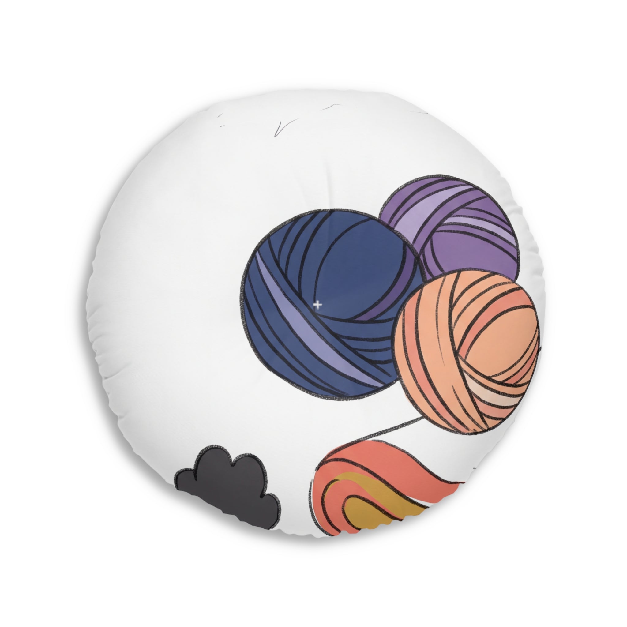 Surreal Cozy Cat Floor Pillow — Dreamy Round Cushion