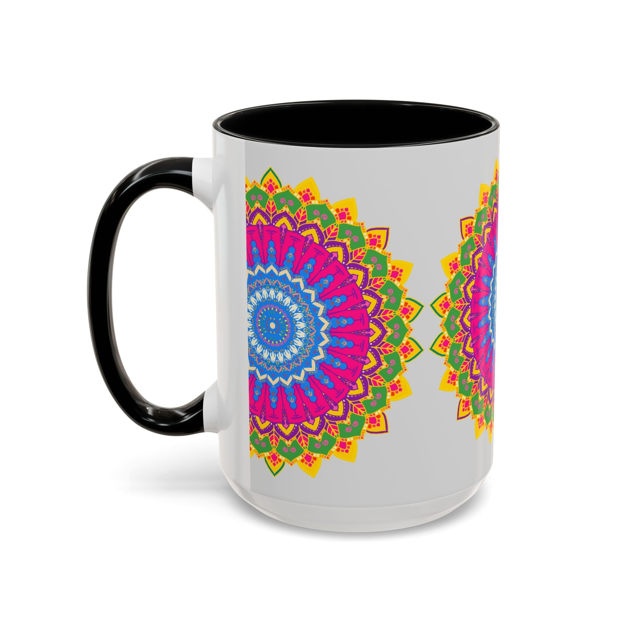 Colorful geometric design mandala art mug perfect for morning coffee