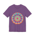 Colorful Mandala Flower T-Shirt featuring vibrant psychedelic art design for a bold and unique fashion statement