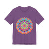 Colorful Mandala Flower T-Shirt featuring vibrant psychedelic art design for a bold and unique fashion statement