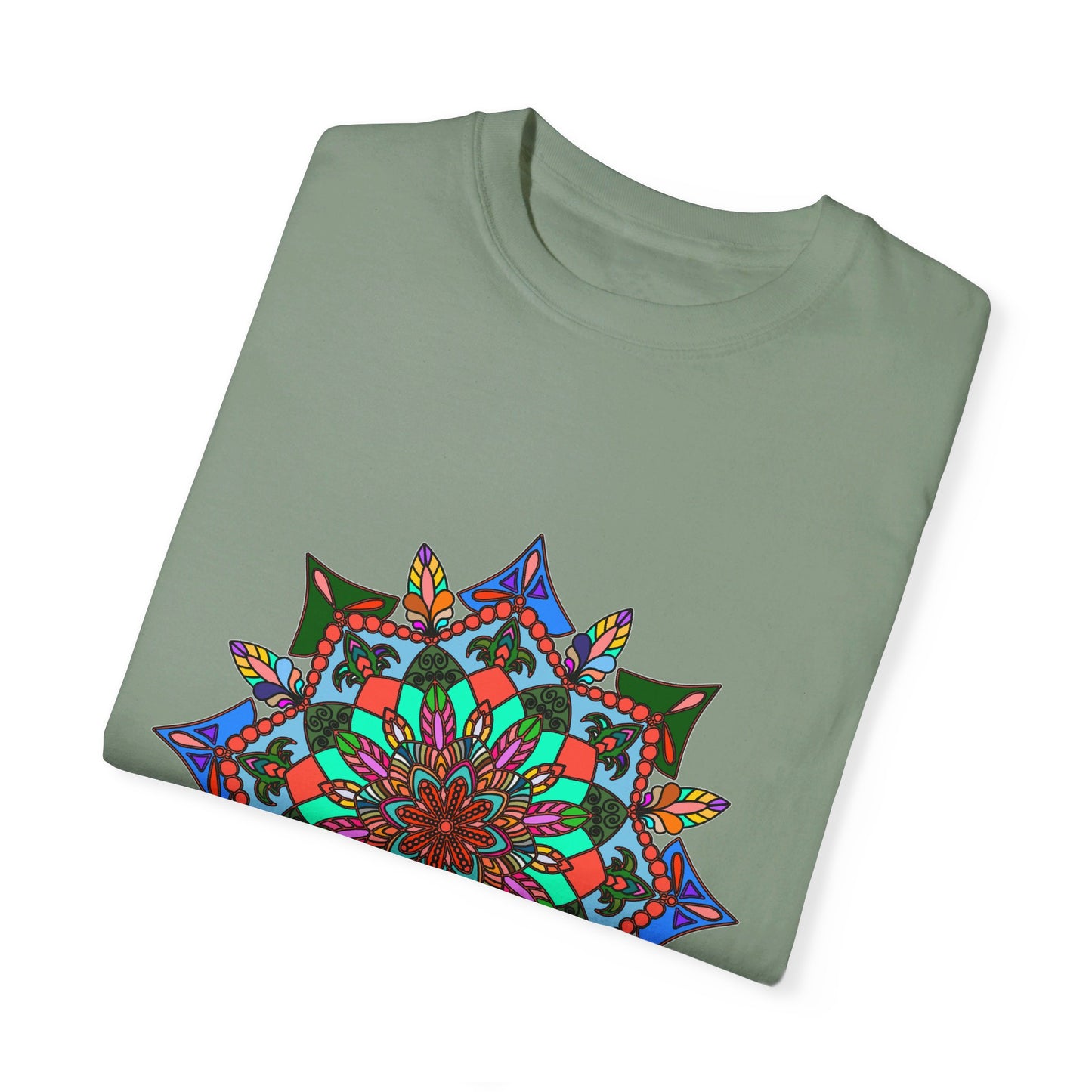 Unisex Mandala T-Shirt made from 100% Ring-Spun Cotton with Hand-Drawn Mandala Art and Garment-Dyed for Extra Comfort