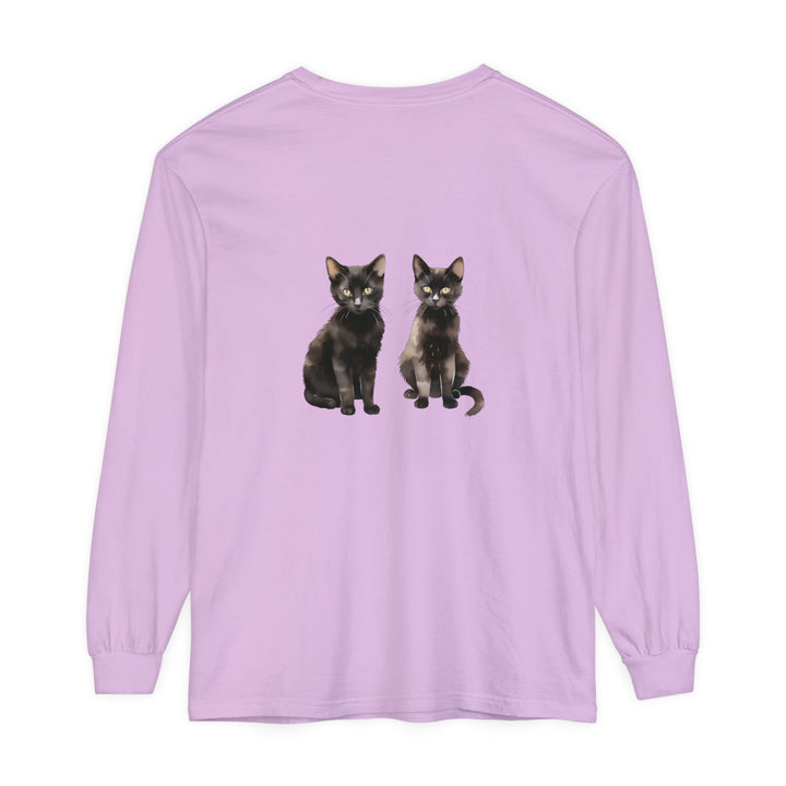 Black Cat Watercolor Art Long Sleeve T-Shirt featuring a beautiful feline design