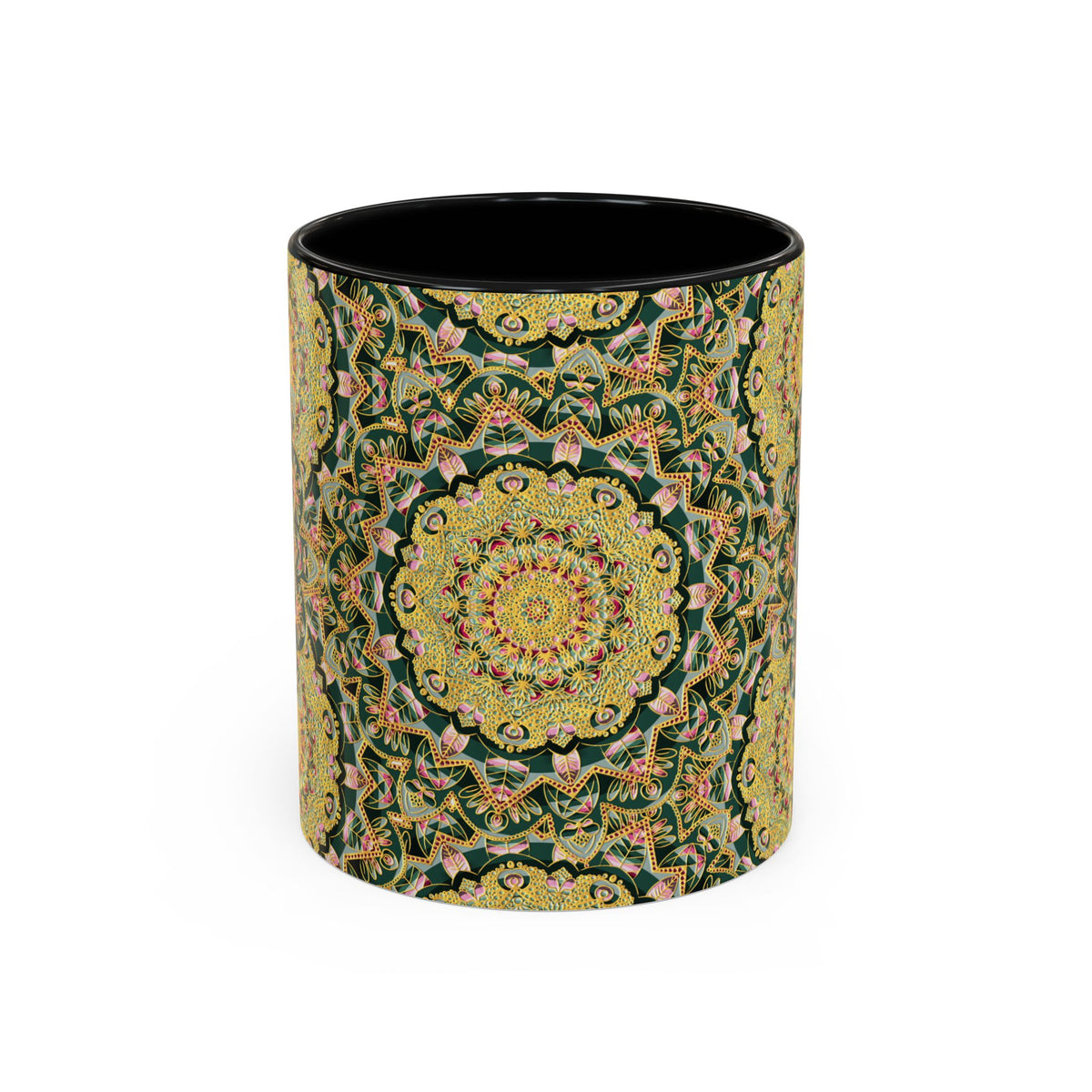 Mandala Floral Coffee Mug – Bohemian Botanical Ceramic Cup