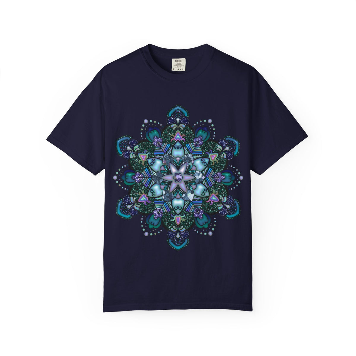 Mandala T-Shirt – Blue Purple Boho Geometric Floral Design