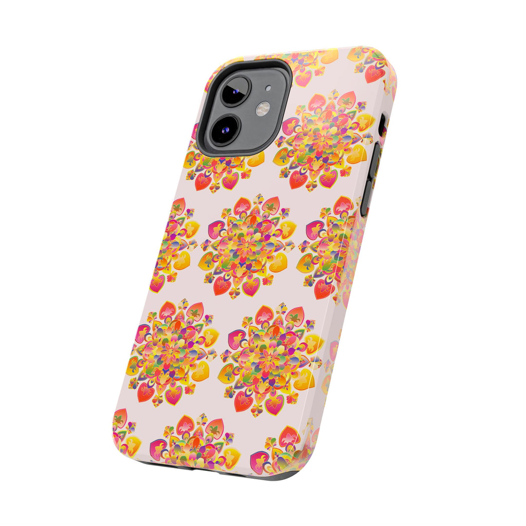 Phone Case - Hand-Drawn Mandala Art - Light Pink Long Description 45