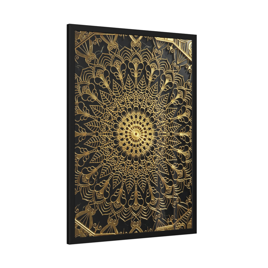 Majestätische Stille – Schwarz-Gold Luxus-Poster mit Rahmen