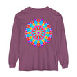 Vibrant and intricate mandala design on a unisex long sleeve t-shirt