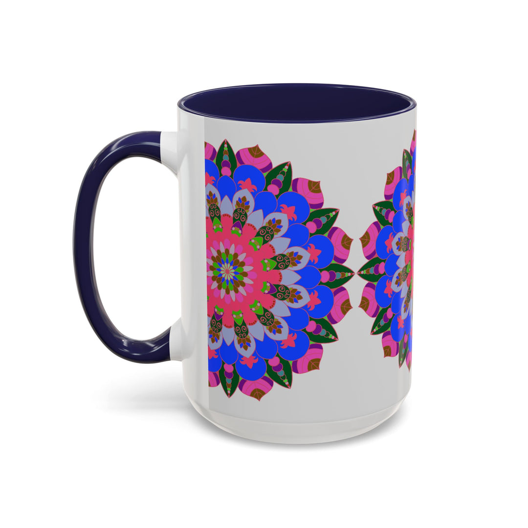 Colorful mandala mug with vibrant and detailed floral patterns