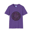 Soft purple unisex t-shirt with intricate mandala hand-drawn design