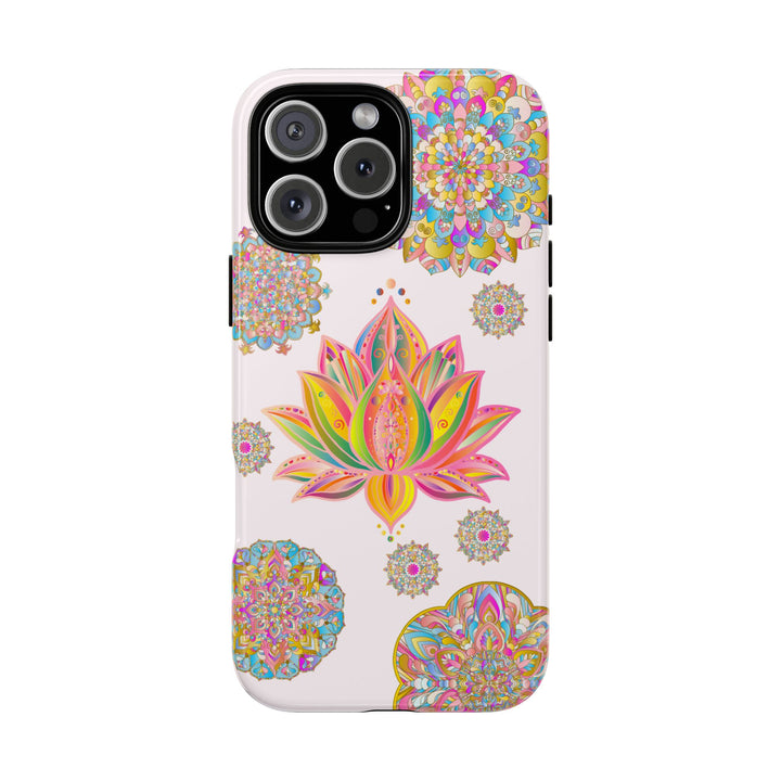 Light pink lotus flower mandala design phone case for stylish protection