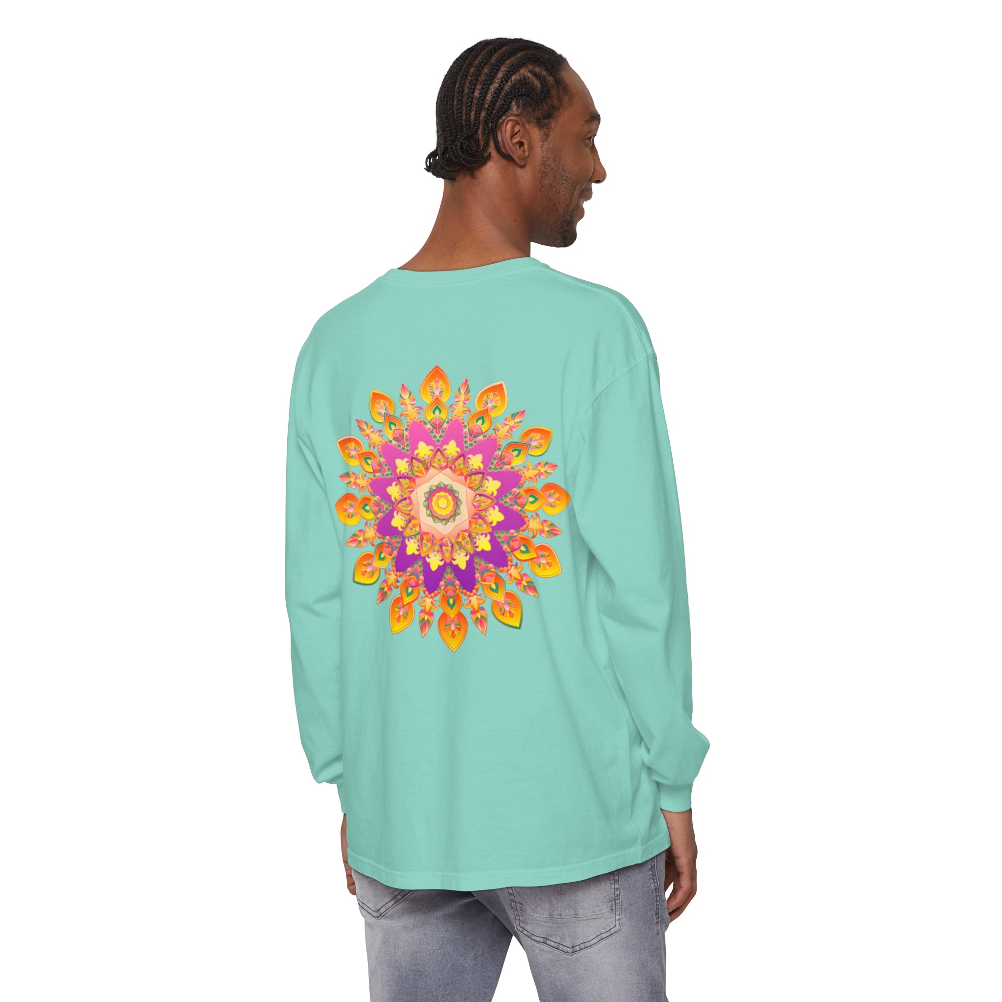 Colorful and intricate mandala design long sleeve t-shirt for all genders