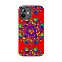 Hand drawn red mandala art phone case with intricate and detailed design
