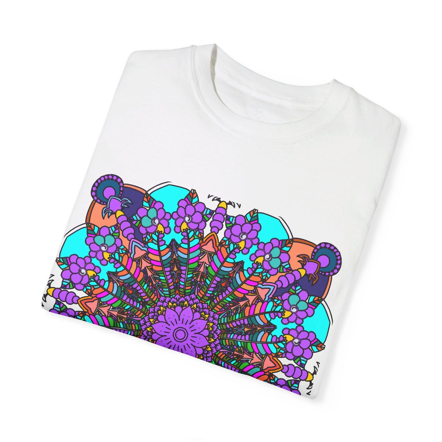 Unisex Mandala T-Shirt featuring intricate Hand-Drawn Mandala Art on 100% Ring-Spun Cotton, garment-dyed for Extra Comfort