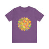 Colorful psychedelic mandala tee with vibrant and trippy design, perfect for a bold and unique fashion statement