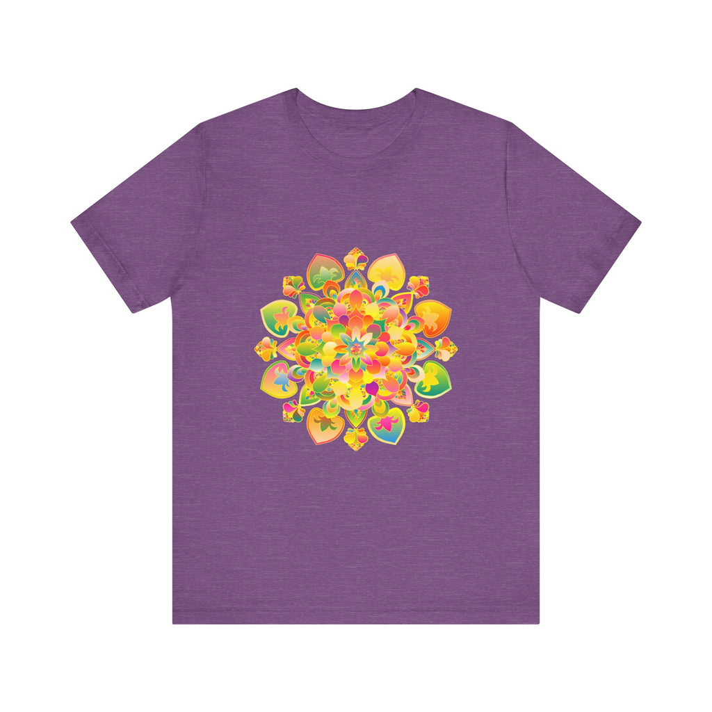 Colorful psychedelic mandala tee with vibrant and trippy design, perfect for a bold and unique fashion statement