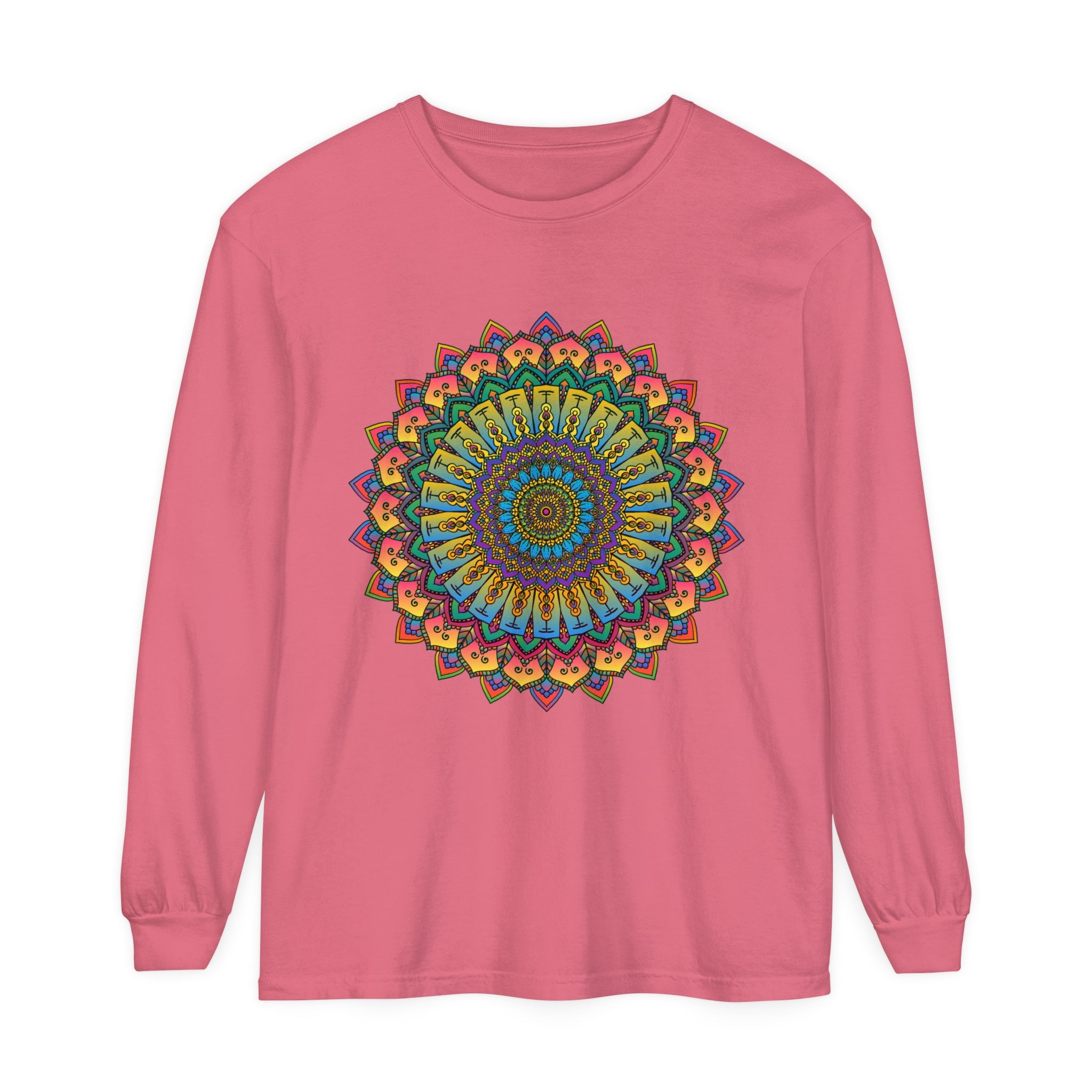 Intricate Mandala Unisex Long Sleeve T-Shirt with detailed mandala design