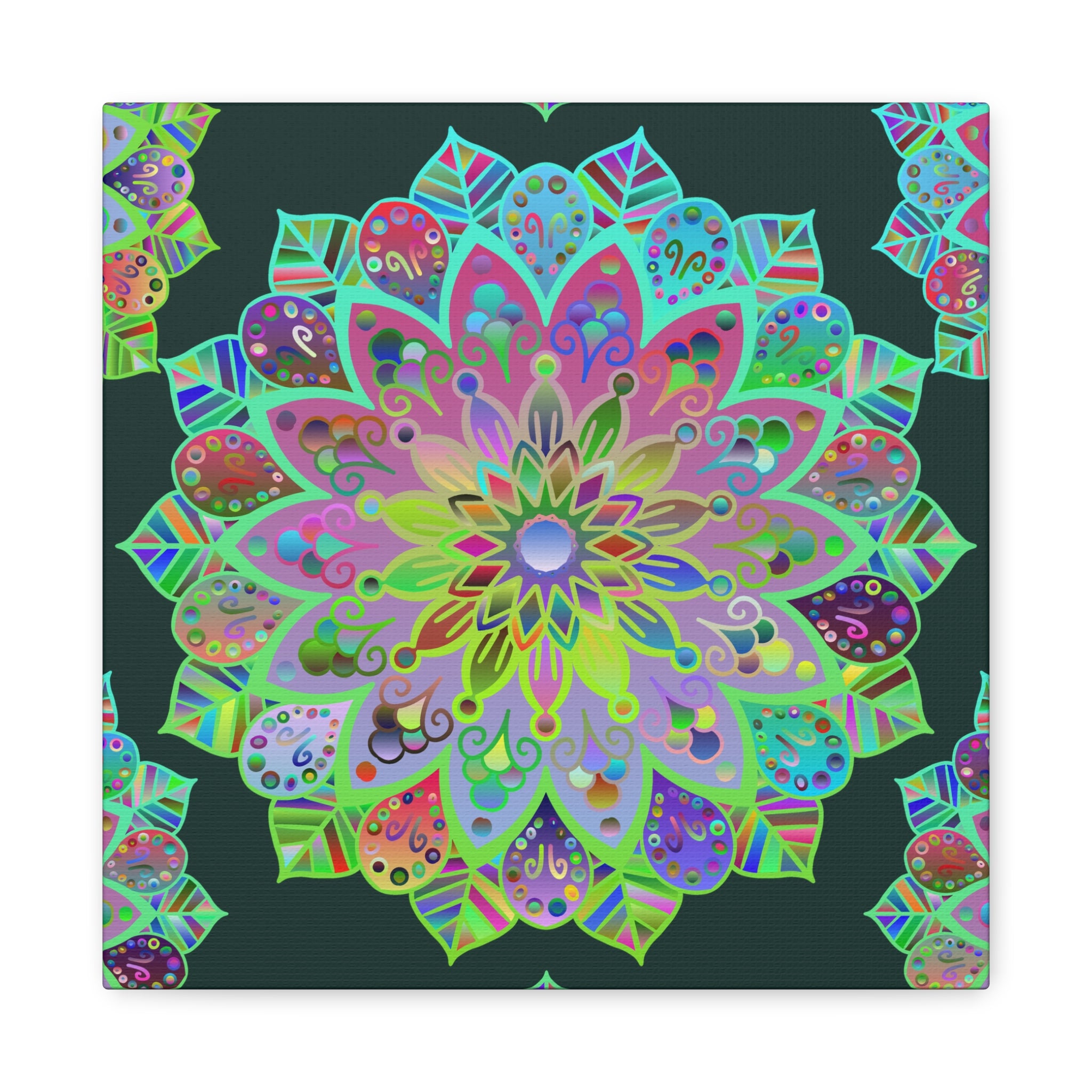 Vibrant Mandala Matte Canvas Wall Art — Colorful Floral Boho Stretched Print
