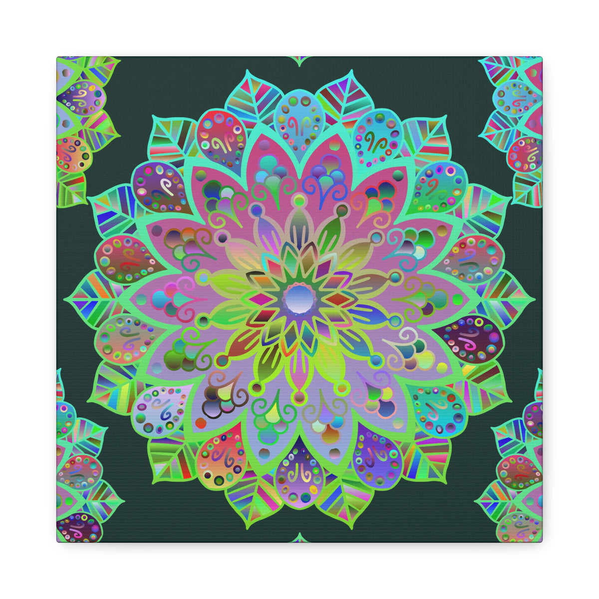 Vibrant Mandala Matte Canvas Wall Art — Colorful Floral Boho Stretched Print