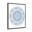 Beautiful handmade steel blue mandala design wall art on gallery canvas wraps, displayed in a vertical frame