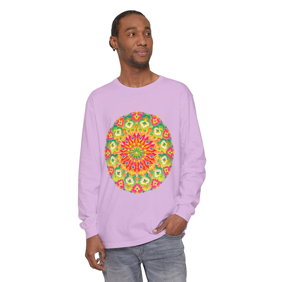 Intricate Mandala Long Sleeve T-Shirt featuring vibrant and detailed art design