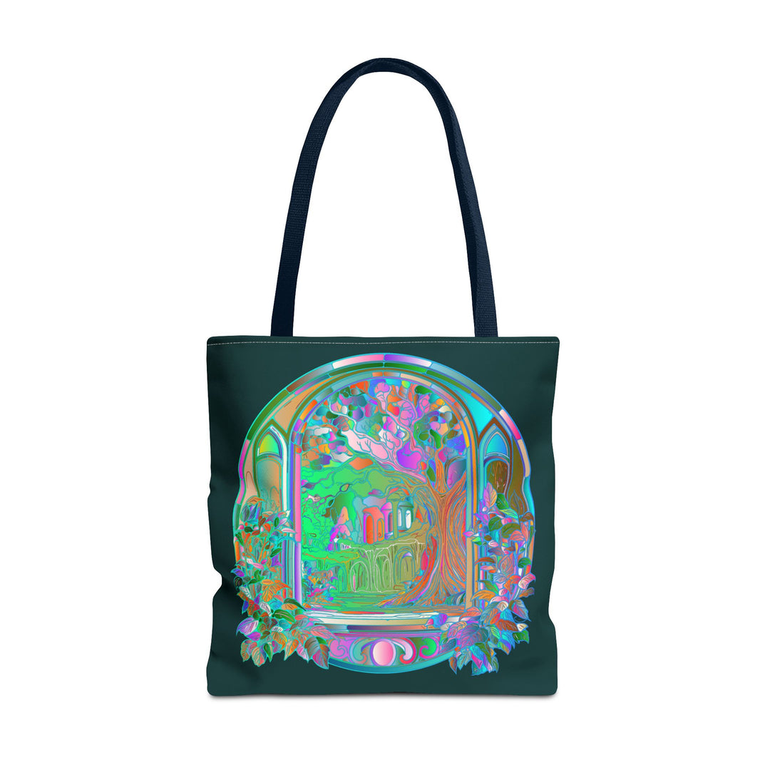 Colorful and intricate Mystical Nature Mandala Tote Bag with floral and geometric patterns, perfect for carrying your essentials in style and showcasing your love for nature and spirituality