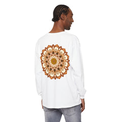 Intricate Mandala Unisex Long Sleeve T-Shirt with detailed design and vibrant colors