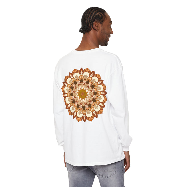 Intricate Mandala Unisex Long Sleeve T-Shirt with detailed design and vibrant colors