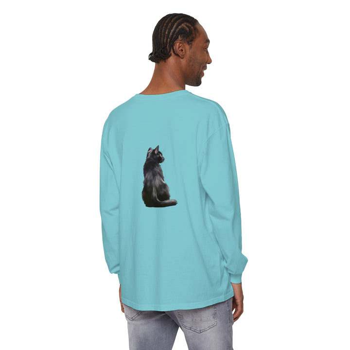 Black Cat Mystique Long Sleeve T-Shirt in black with intricate cat design