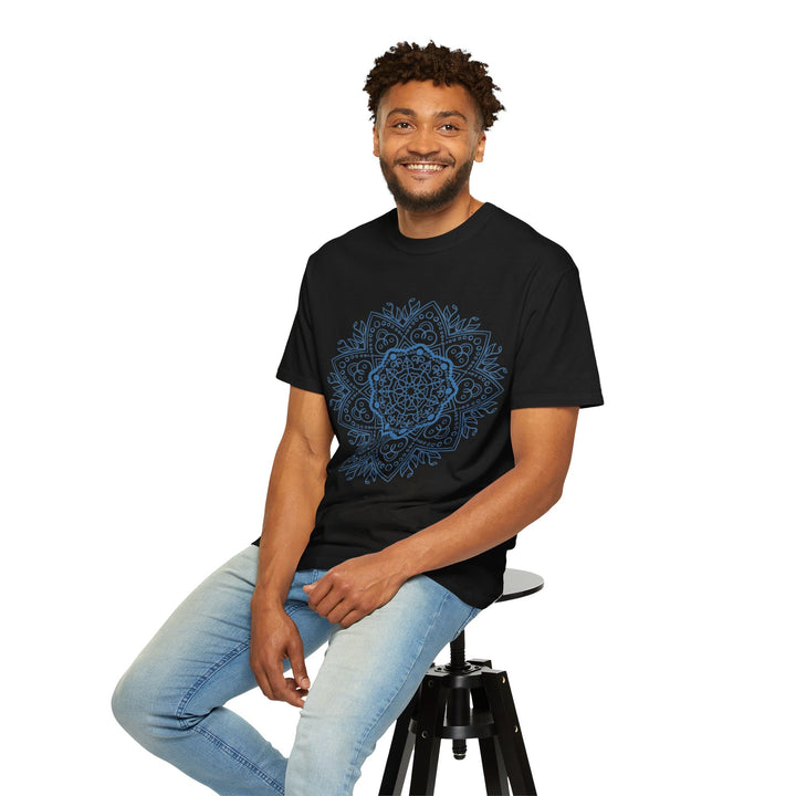 Handmade Mandala Art Tshirt - Unisex Garment-Dyed Tee in vibrant colors and intricate design, perfect for casual and artistic fashion styles