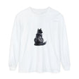 Watercolor black cat design long sleeve t-shirt in a relaxed fit