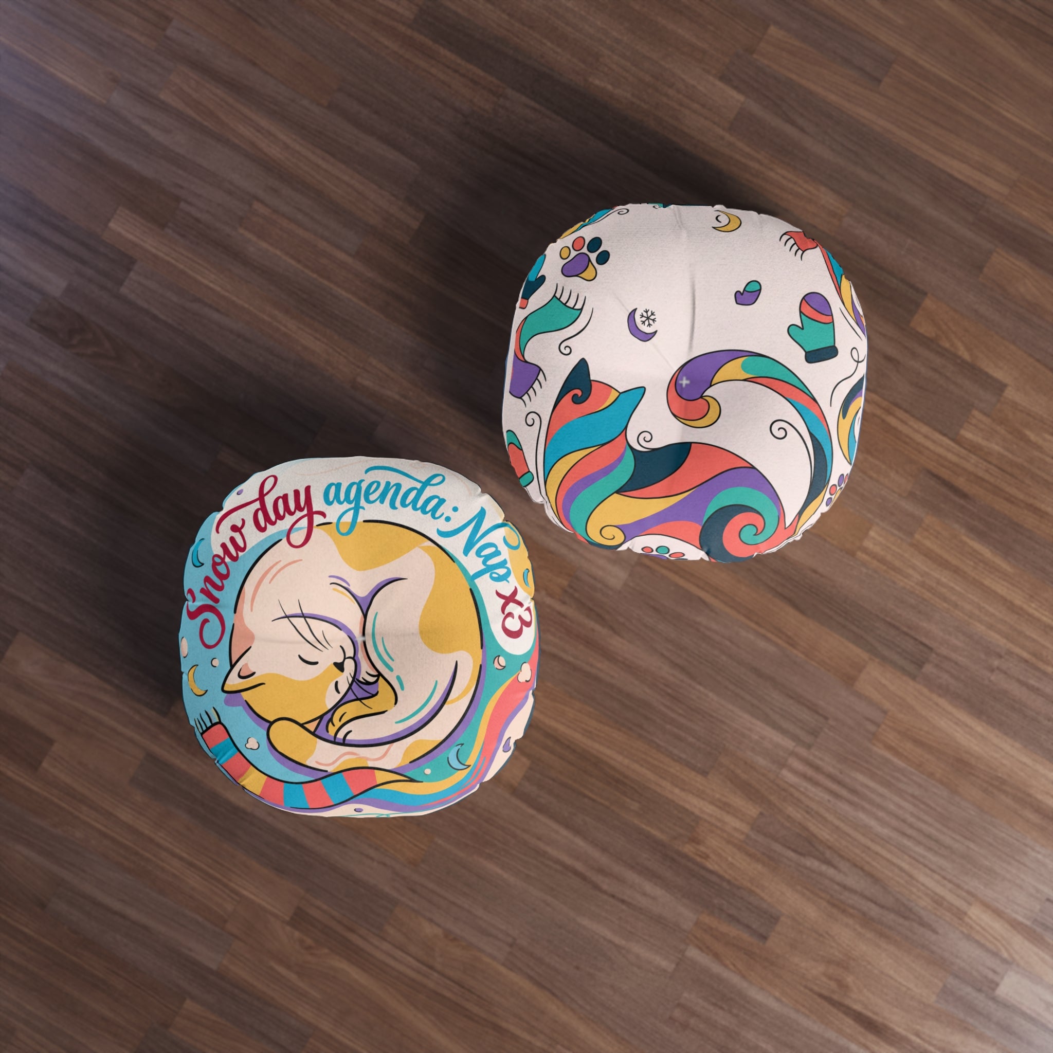 Cozy Snow Cat Floor Pillow