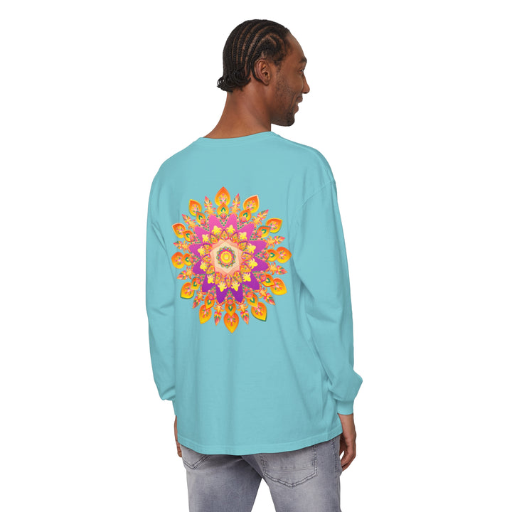 Colorful and intricate mandala design unisex long sleeve t-shirt for men and women