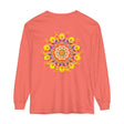 Colorful and intricate mandala design on a unisex long sleeve t-shirt