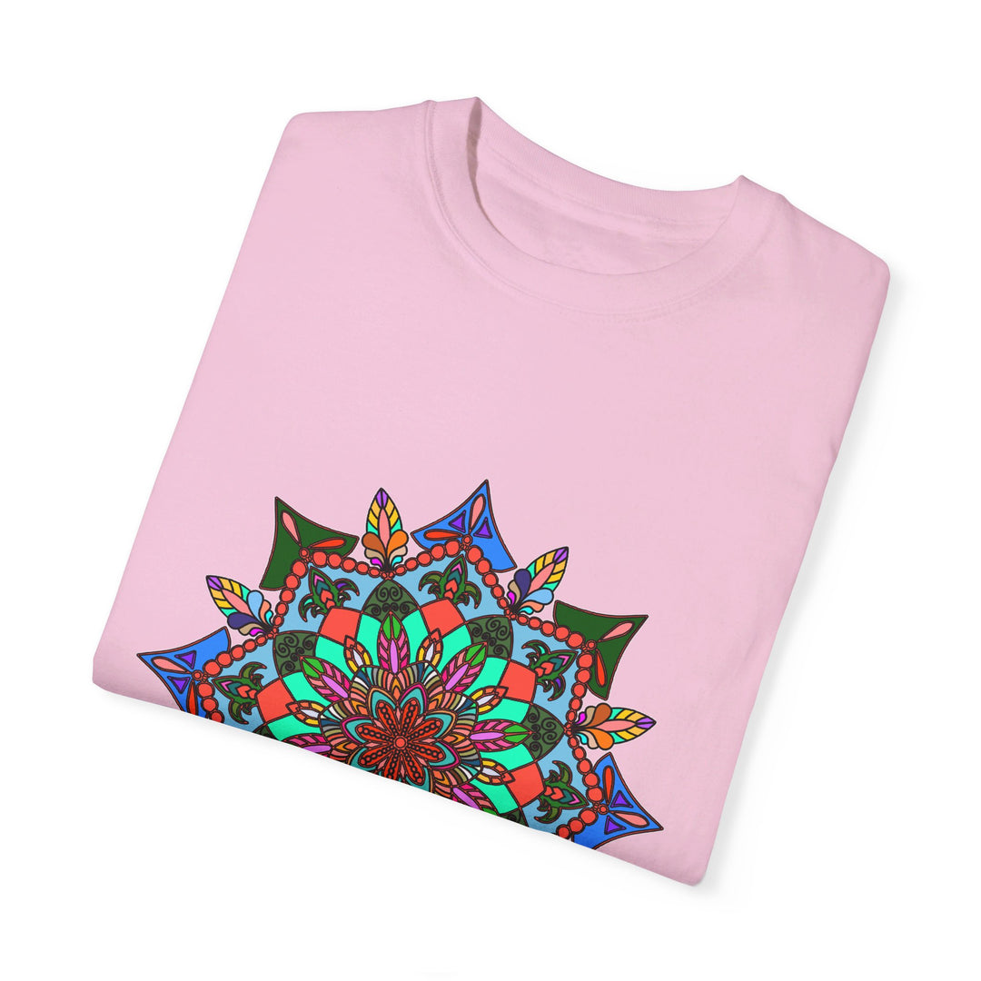 Unisex Mandala T-Shirt made from 100% Ring-Spun Cotton, Hand-Drawn Mandala Art, Garment-Dyed for Extra Comfort