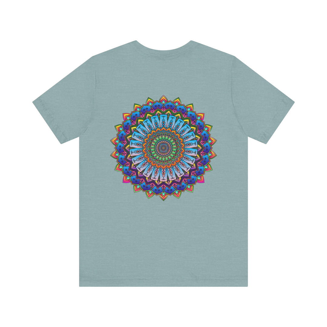 Vibrant Mandala Tee featuring intricate spiritual design for peace and harmony