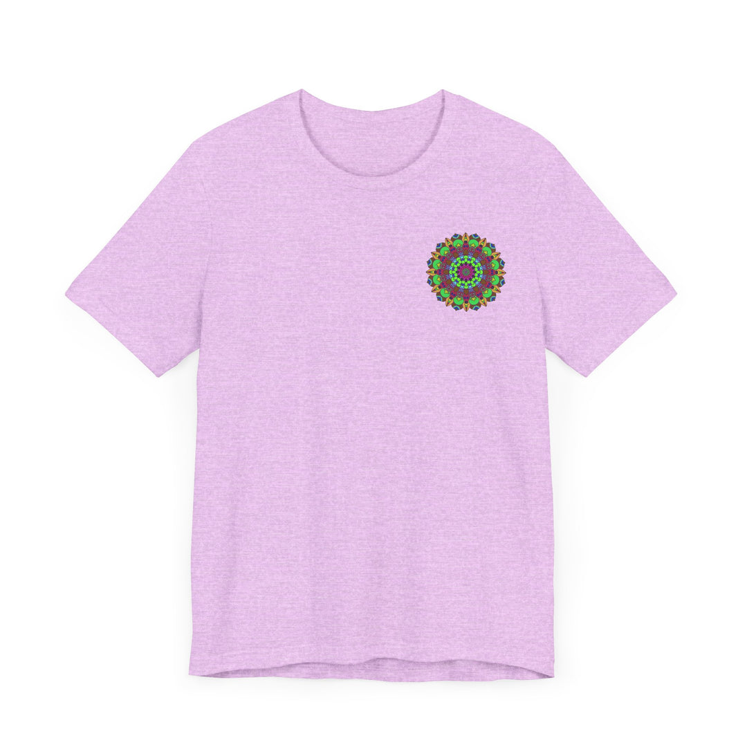 Colorful mandala t-shirt promoting peace, love, and harmony