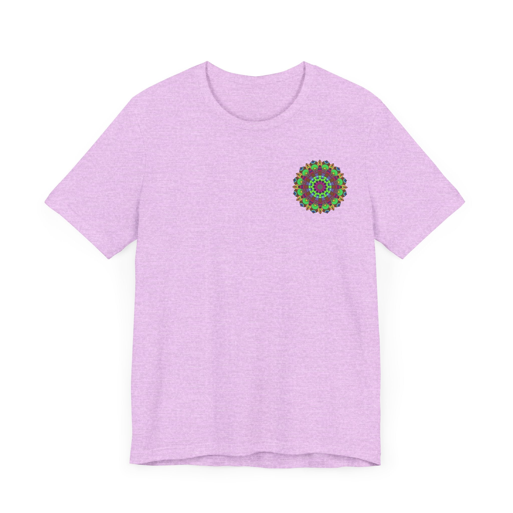 Colorful mandala t-shirt promoting peace, love, and harmony