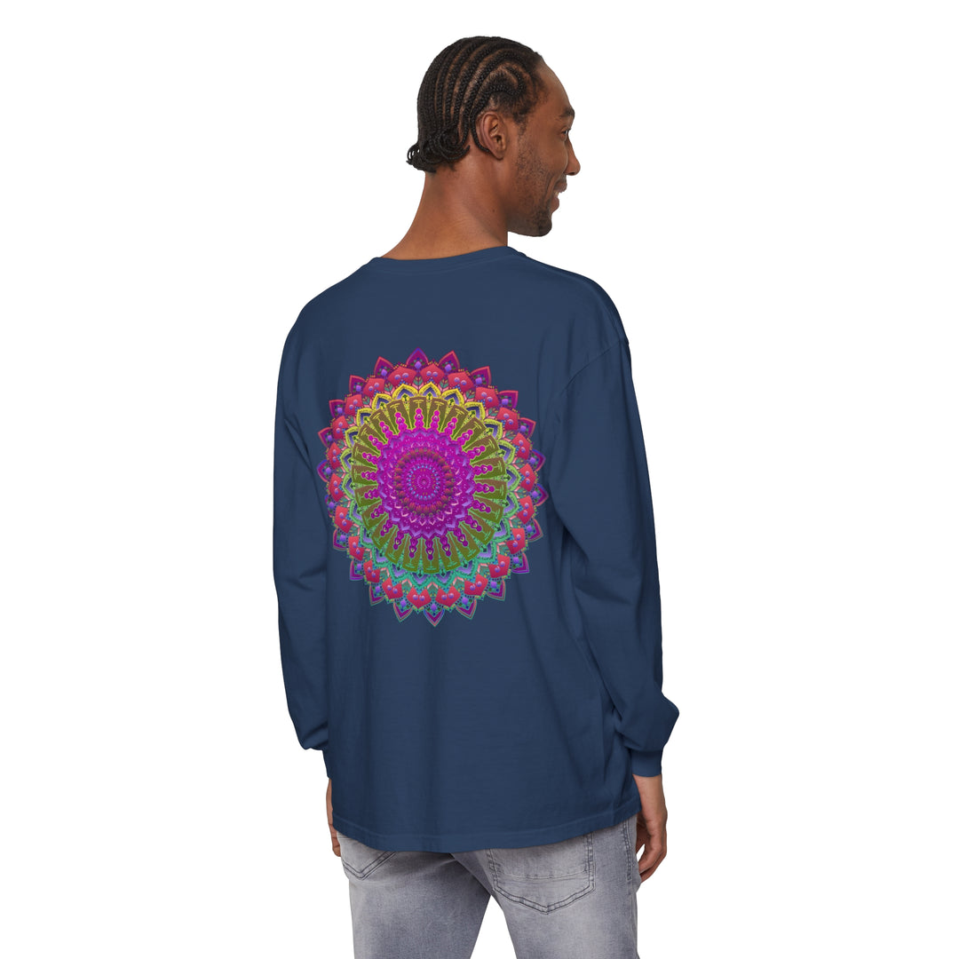 Vibrant Mandala Unisex Long Sleeve T-Shirt for Artistic and Boho-chic Aesthetic