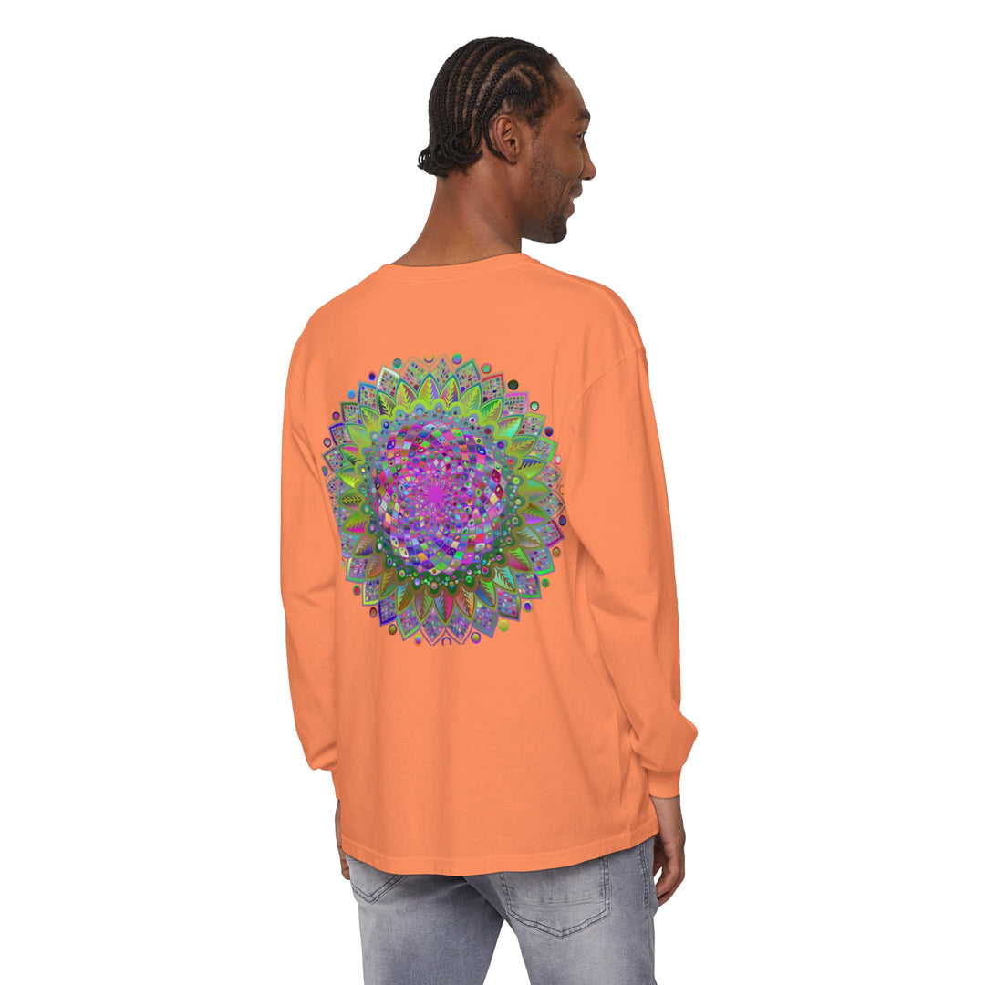 Eye-catching long sleeve shirt with a colorful and vibrant mandala print