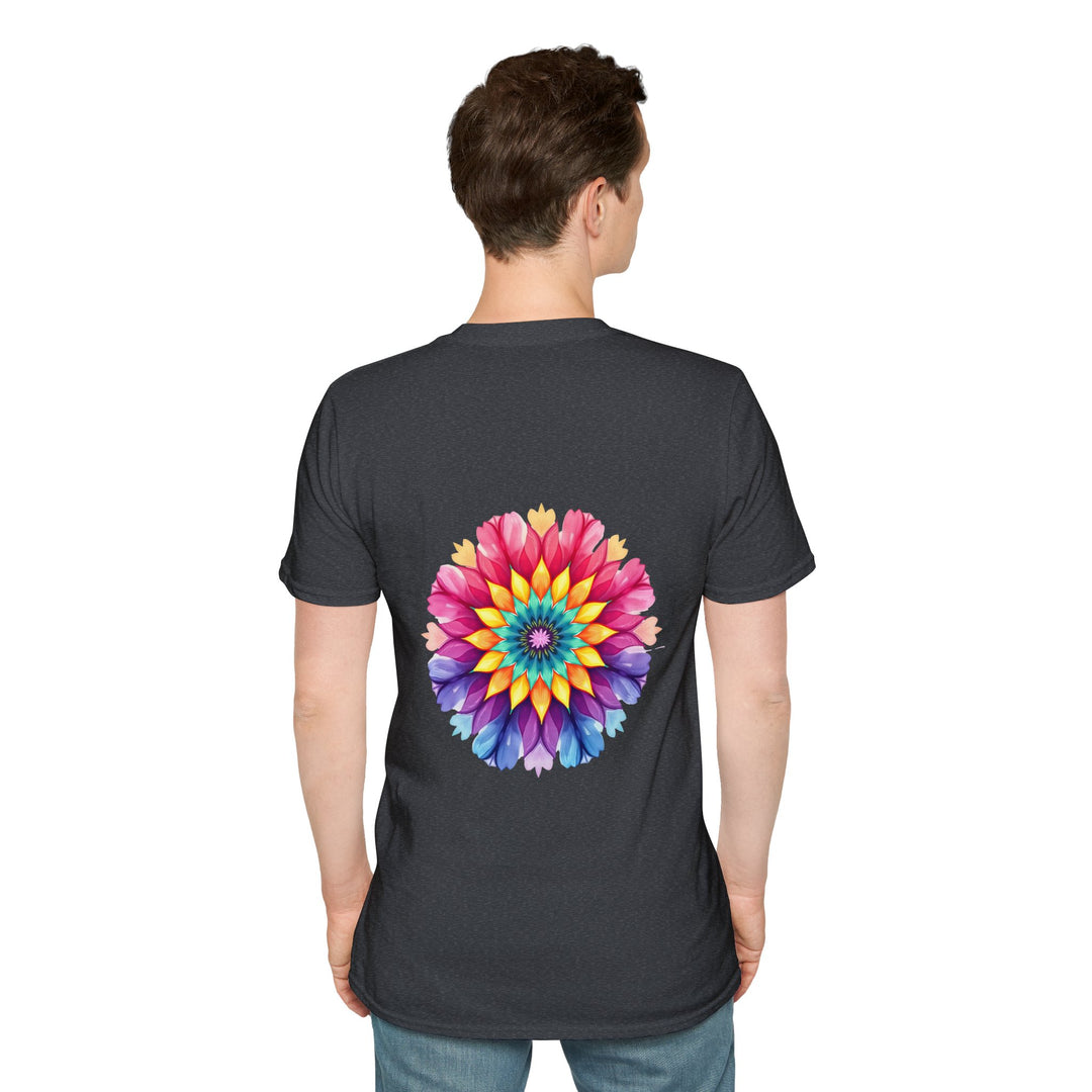 Beautiful and intricate floral mandala design with inspiring quote on t-shirt