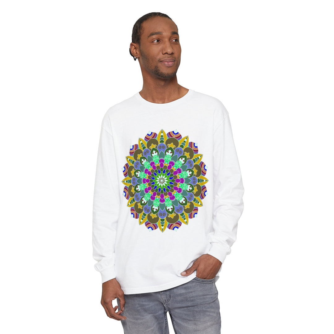 Spiritual art mandala long sleeve shirt in a variety of bright colors