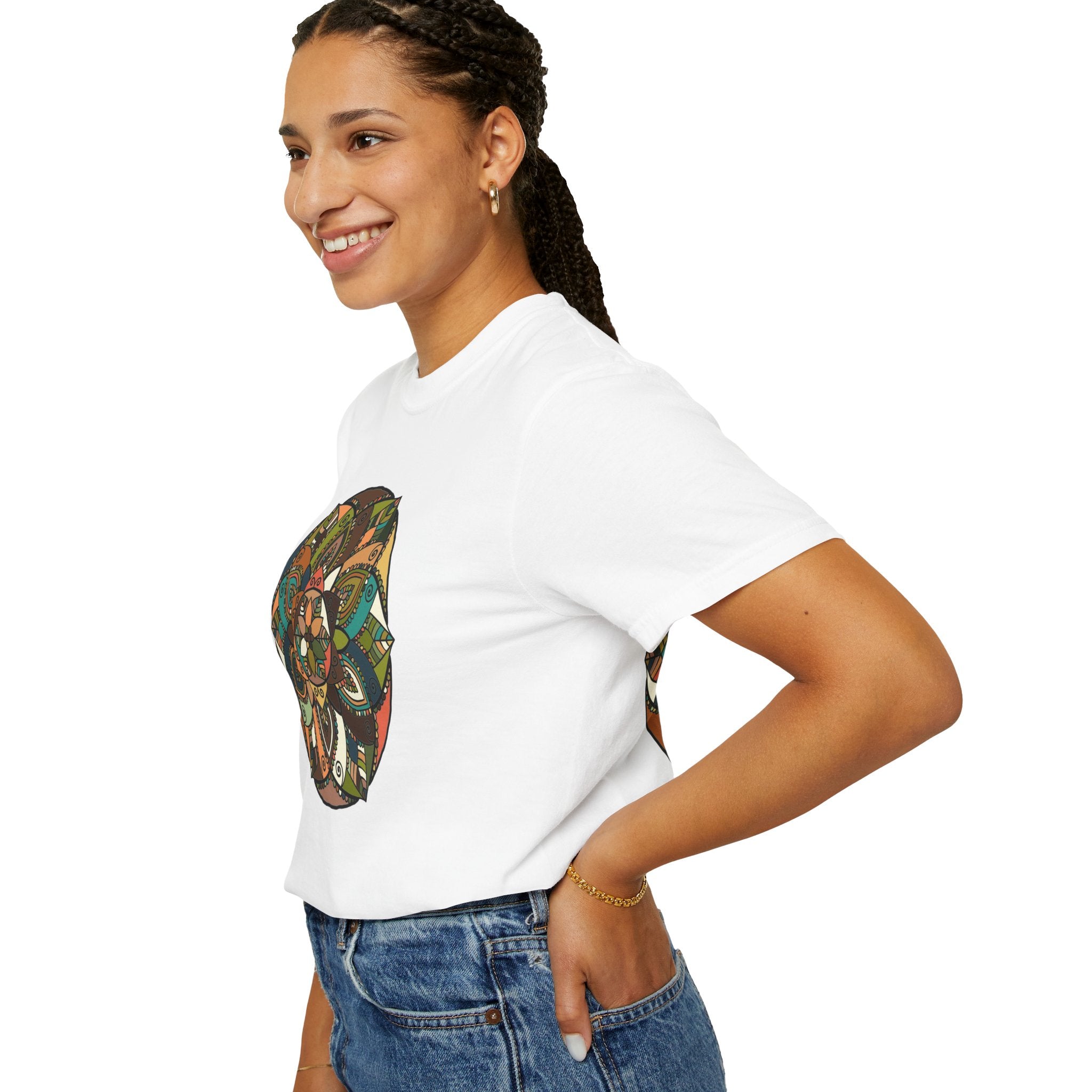 Mandala Earth Flora T-Shirt — Earthy Tones Geometric Art Tee